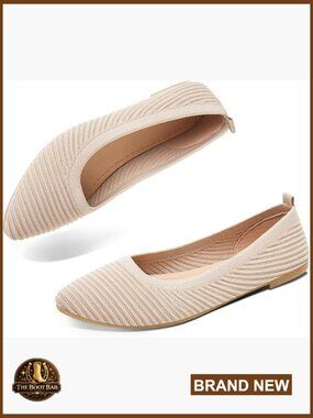 Pointed-Toe Knit Ballet Flats Foldable Comfortable Lightweight Walking Shoes